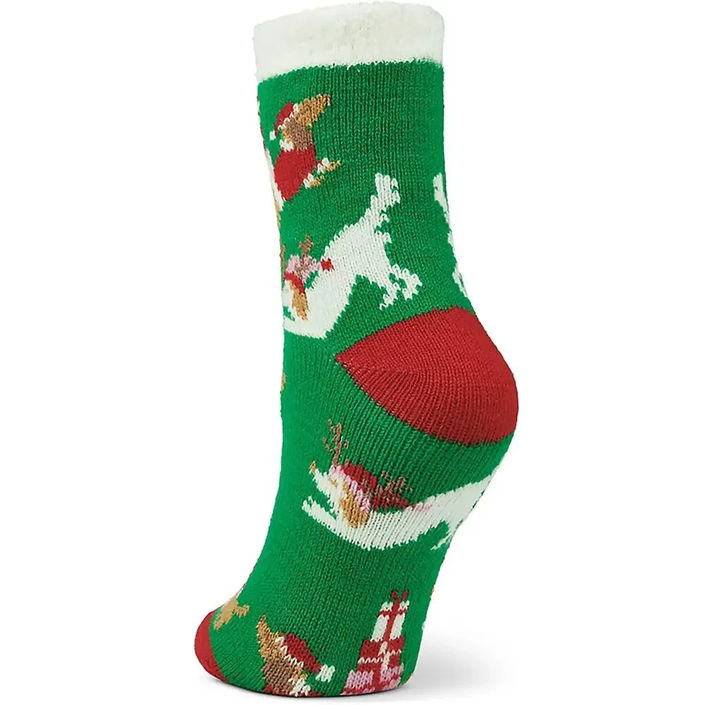 Magellan Outdoors Lodge Crew Socks Santa Helpers Aloe Infused Lined Medium 6-10